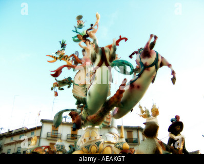 Gruppe von "Ninots". Las Fallas. Valencia. Spanien. Stockfoto