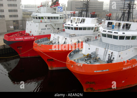 Oil Rig Versorgungsschiffe, Aberdeen Harbour, Schottland Stockfoto