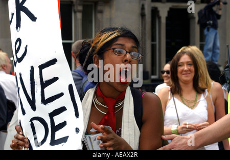 Demonstrant in Edinburgh während der G8-2005 Stockfoto