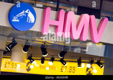 HMV-Schaufenster auf der Oxford Street im Zentrum von London. UK Stockfoto