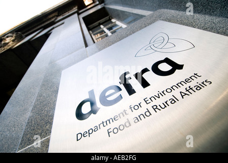 Melden Sie am Sitz DEFRA-Abteilung für Umwelt-Ernährung und ländliche Angelegenheiten London UK Stockfoto