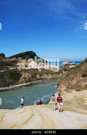 Sidari Cliffs, Canal d ' Amour, Sadari, Corfu, Ionische Inseln, Griechenland Stockfoto