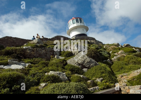 Das Reiseziel der Leuchtturm am Cape Point, Kapstadt, Südafrika. Stockfoto