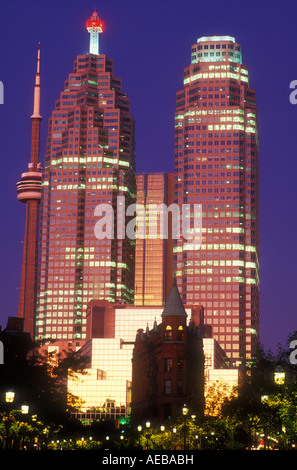 Canada Ontario Toronto Financial district with the CN Tower and the Gooderham Building Flat Iron Building Stockfoto