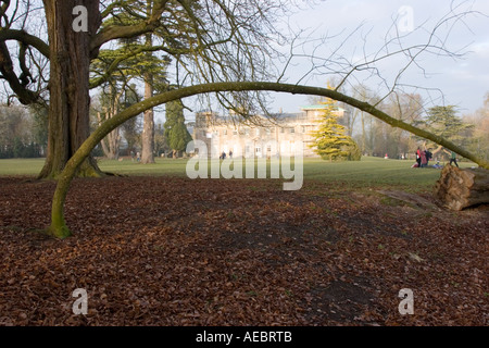 Lydiard House betrachtet durch gewölbte Baum Stockfoto