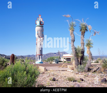 Riesigen Kakteen und indische Statue Scottsdale Arizona USA Nordamerika Stockfoto