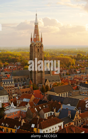 Blick vom Glockenturm in Markt Marktplatz Blick über Brügge auf Horizont Belgien Stockfoto