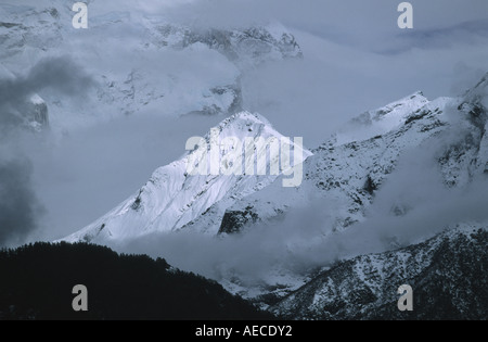 Trübe Manaslu Himal gesehen aus Nepal Danaque Annapurna Conservation Area Stockfoto