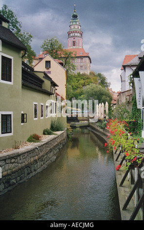 Hinterhof in Boehmian Krumlov, Tschechische Republik, Böhmen, Cesky Krumlov Stockfoto