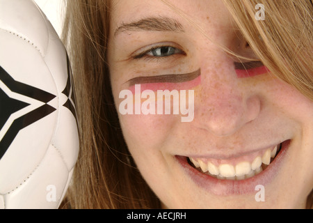 Porträt eines weiblichen Fußball-Fans Stockfoto