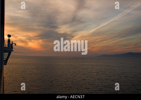 Alaska Inside Passage Sunset Cruise Schiff Balkon 2005 Stockfoto