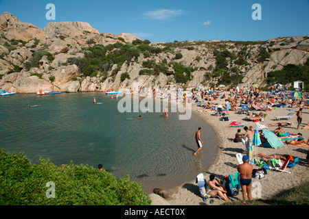 Blick auf den Strand von Cala Spalmatore auf Insel La Maddalena, Sardinien, Italien Stockfoto