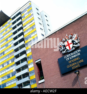Die Corporation of London-Schild an der Golden Lane Estate EC1 London England Stockfoto
