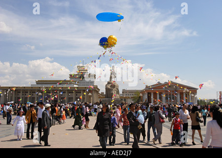 Kindertag feiert man im Sukhe Bator Square, UlaanBaatar, Mongolei Stockfoto