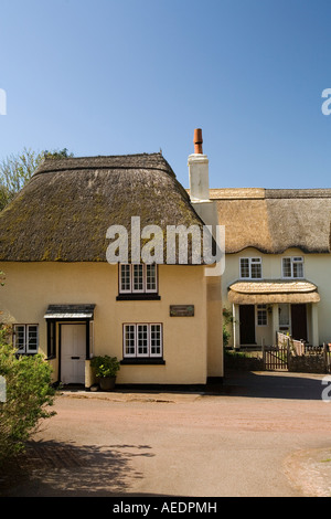 UK Devon innere Hoffnung Obstgarten Cottage reetgedeckten Haus auf dem Dorfplatz Stockfoto