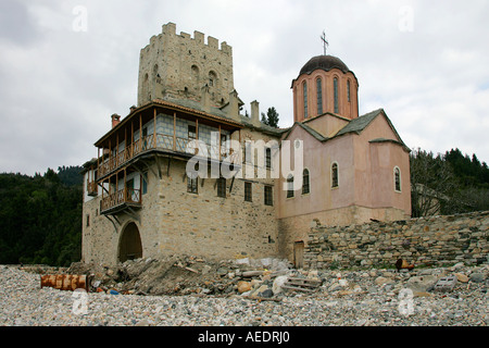 Arsenat Hafen Port St George Zograph Kloster Berg Athos das Land Kanaan Christentum orthodoxe Griechenland griechische Religion Mönch alt Stockfoto