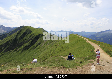 Schlappoldkopf entlang von Fellhorn auf die bayerischen Alpen ein beliebter Spaziergang im Sommer Stockfoto