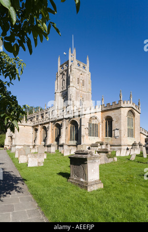 Str. Marys Kirche in der Cotswold-Dorf Fairford, Gloucestershire Stockfoto