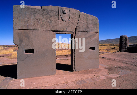 Tiahuanaco.Gateway von der so.-Bolivien Stockfoto