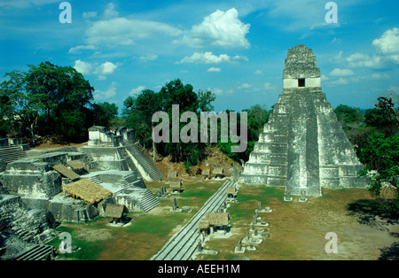 Tempel des riesigen Jaguar (Tempel ich) Maya-Ruinen von Tikal.Peten Region. Guatemala Stockfoto