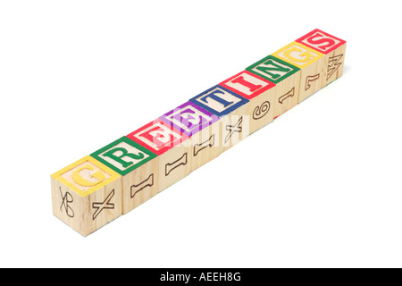 Alphabet Blocks - Grüße Stockfoto