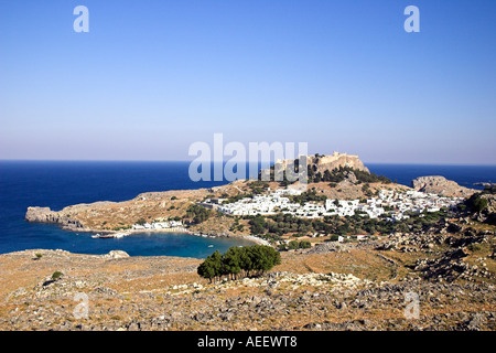 Lindos Akropolis Rhodos Stockfoto