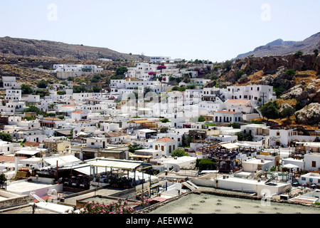 Lindos Village Rhodos Griechenland Stockfoto