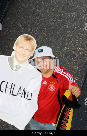 Deutsche Fußball-Fans in Karlsruhe während der Deutschland Verse Argentinien WM Viertelfinale Fußballspiel am 30. Juni 2006 Stockfoto