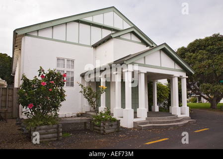 Russell Northland North Island Neuseeland kann weiß hölzerne Rathaus Gebäude im historischen Dorf in Bucht von Inseln Stockfoto