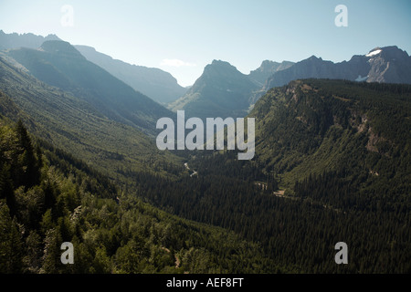 Fluß durch eine Schlucht auf dem laufenden, die Sonne Straße Glacier National Park, Montana, Nord Deutschland Stockfoto