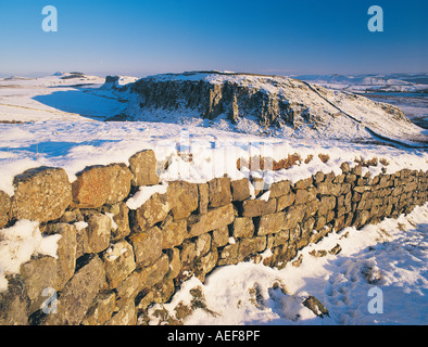 Stahl Rigg im Winter am Hadrianswall, zweimal in der Nähe von gebraut, Northumberland UK Stockfoto