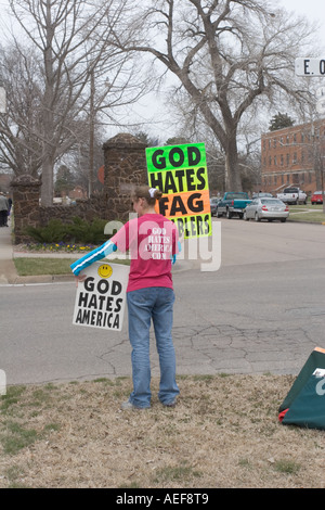 Streikposten von Fred Phelps Westboro Baptist Church mit Sitz in Topeka Kansas Stockfoto