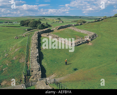 Milecastle 42 und Cawfields, Hadrianswall National Trail, Northumberland, UK Stockfoto