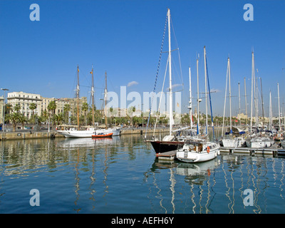 am Meer von Barcelona, Blick vom Moll De La Fusta. Stockfoto