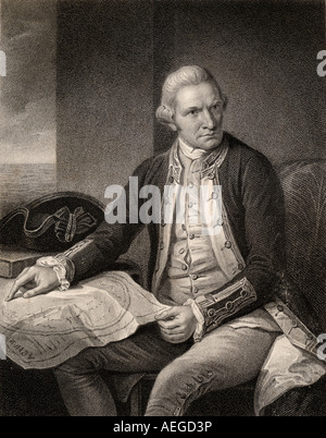 Captain James Cook, 1728 -1779. Britischer Marinekommandant, Seefahrer, Kartograph und Entdecker. Stockfoto