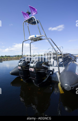 Festrumpf Schlauchboot Motorboot Sotkamo Finnland Europa Stockfoto