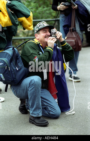 Südafrika-Rugby-Fan fotografieren vor einem Länderspiel mit Australien in Twickenham Stadion London England UK Stockfoto