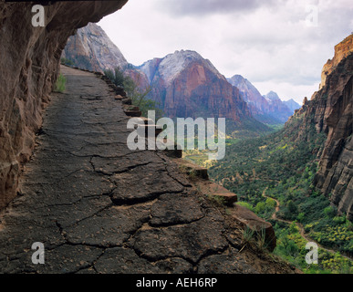 Ansicht des Zion National Park Trail im Hochland Utah Stockfoto