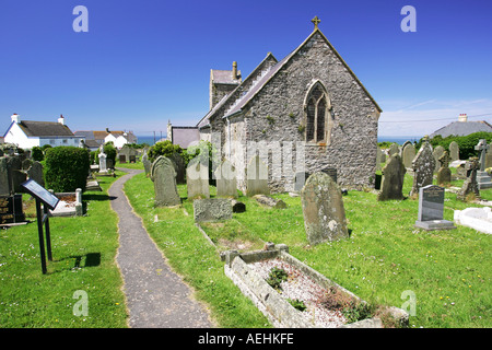 St Marys Kirche Rhossili und Friedhof gebaut im 13. Jahrhundert auf der Gower Halbinsel South Wales Großbritannien GB UK Stockfoto