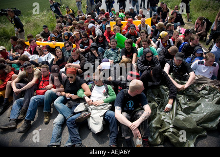 Demonstranten gegen den G8-Gipfel, Heiligendamm, Rostock, Mecklenburg-Western Pomerania, Deutschland Stockfoto