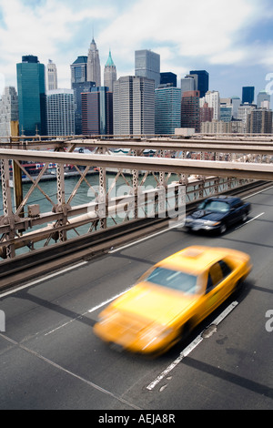Blick von der Brooklyn Bridge, Manhattan, New York, USA Stockfoto