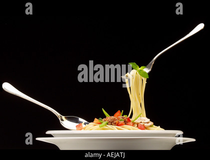 Spaghetti in das schwarze Theater-Stil Stockfoto