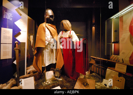 Bekleidung, Wikinger-Museum, Bostad Borg, Lofoten, Nordland, Norwegen Stockfoto