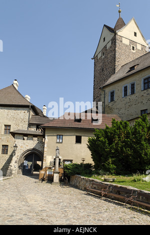 Historische alte Stadt Loket am Ohre, Eger, Westböhmen, Tschechien Stockfoto