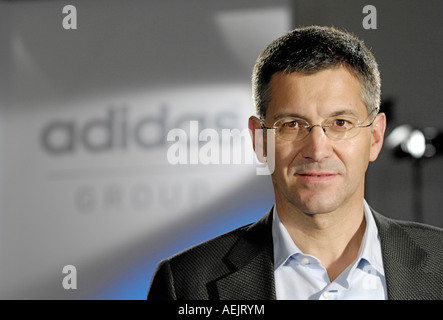 Herbert Hainer, Vorstandsvorsitzender. ADIDAS Gruppe, Herzogenaurach - Pressekonferenz am Jahresabschluss. Stockfoto