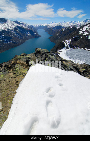 Blick über Besseggengrat, Jotunheimen Nationalpark, Vaga, Norwegen Stockfoto