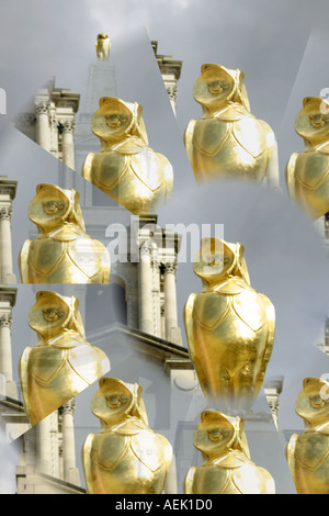 Mehreren Eule, das Symbol von Leeds gefunden im Millenium Square neben der Civic Hall Yorkshire UK Stockfoto