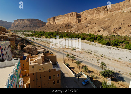Hotel Köder, Beit Bugshan, Khaylla, Khaylah Dorf, Wadi Doan, Wadi Hadramaut, Jemen Stockfoto