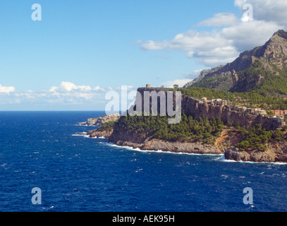 Blick vom Soller Leuchtturm Port de Soller, North West Küste der Tramuntana Region Mallorca Mallorca Balearen Spanien Stockfoto