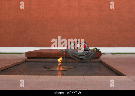 Unbekannten Soldaten Ehrengrab und Eternal Flame an der Kremlmauer. Moskau, Russland. Stockfoto